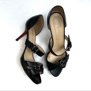 Christian Louboutin Black Open Toe Strap Heels 10